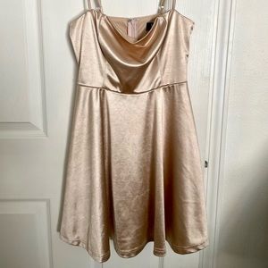 *SOLD* lulu’s champagne satin skater dress
